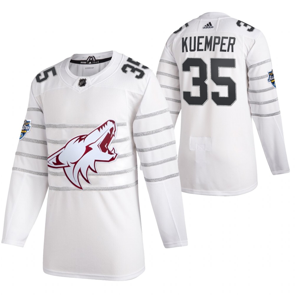 Men's Arizona Coyotes #35 Darcy Kuemper 2020 White All Star Stitched NHL Jersey